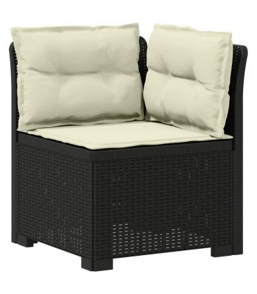vidaXL 3-Seater Garden Sofa with Cushions Rattan Look PP Anthr — Colour: Anthracite and cream, Model: with seat and back cushion
