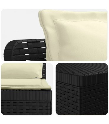 vidaXL 3-Seater Garden Sofa with Cushions Rattan Look PP Anthr — Colour: Anthracite and cream, Model: with seat and back cushion