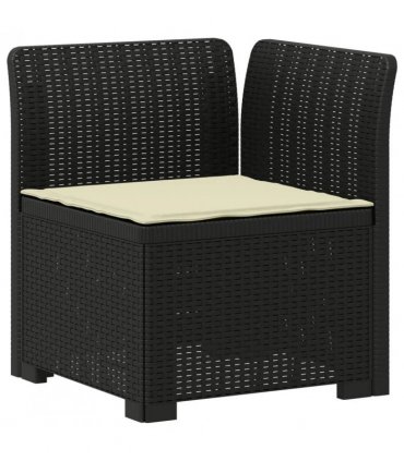 vidaXL 3-Seater Garden Sofa with Cushions Rattan Look PP Anthracite — Colour: Anthracite and cream, Model: with seat cushion