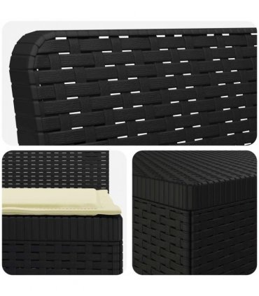 vidaXL 3-Seater Garden Sofa with Cushions Rattan Look PP Anthracite — Colour: Anthracite and cream, Model: with seat cushion