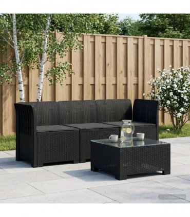 vidaXL 3-Seater Garden Sofa with Cushions Rattan Look PP Anthracite — Model: with seat cushion
