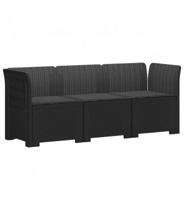 vidaXL 3-Seater Garden Sofa with Cushions Rattan Look PP Anthracite — Model: with seat cushion