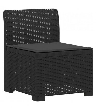 vidaXL 3-Seater Garden Sofa with Cushions Rattan Look PP Anthracite — Model: with seat cushion