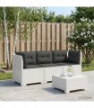 vidaXL 3-Seater Garden Sofa with Cushions Rattan Look PP White — Colour: White and anthracite, Model: with seat and back cushion