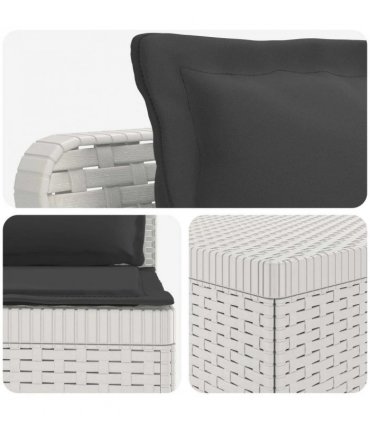 vidaXL 3-Seater Garden Sofa with Cushions Rattan Look PP White — Colour: White and anthracite, Model: with seat and back cushion