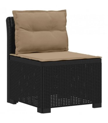 vidaXL 3-Seater Garden Sofa with Cushions Rattan Look PP Anthr — Colour: Anthracite and taupe, Model: with seat and back cushion