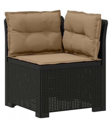 vidaXL 3-Seater Garden Sofa with Cushions Rattan Look PP Anthr — Colour: Anthracite and taupe, Model: with seat and back cushion