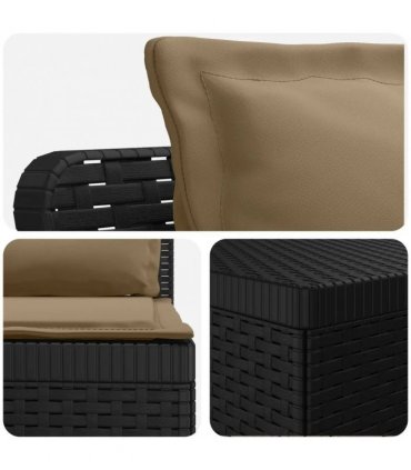 vidaXL 3-Seater Garden Sofa with Cushions Rattan Look PP Anthr — Colour: Anthracite and taupe, Model: with seat and back cushion