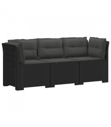 vidaXL 3-Seater Garden Sofa with Cushions Rattan Look PP Anthracite — Model: with seat and back cushion