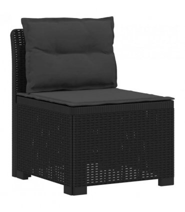 vidaXL 3-Seater Garden Sofa with Cushions Rattan Look PP Anthracite — Model: with seat and back cushion
