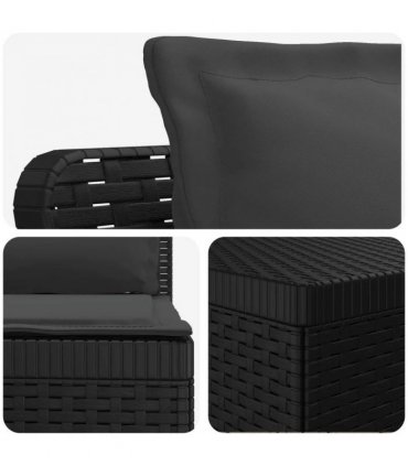 vidaXL 3-Seater Garden Sofa with Cushions Rattan Look PP Anthracite — Model: with seat and back cushion