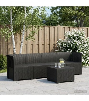 vidaXL 4-Seater Garden Sofa Rattan Look PP Anthracite