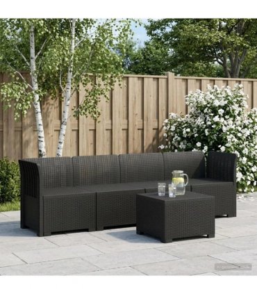 vidaXL 4-Seater Garden Sofa Rattan Look PP Anthracite