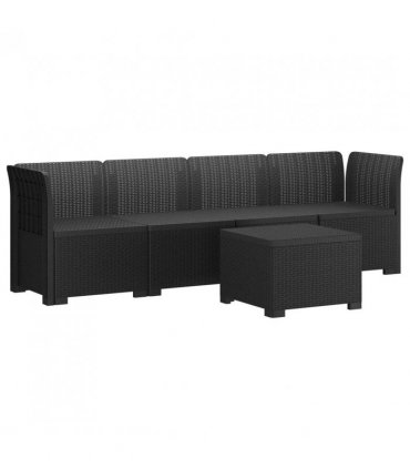 vidaXL 4-Seater Garden Sofa Rattan Look PP Anthracite
