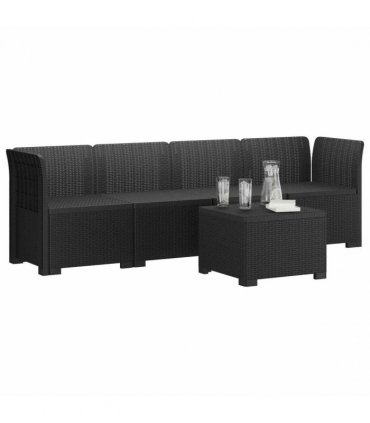 vidaXL 4-Seater Garden Sofa Rattan Look PP Anthracite