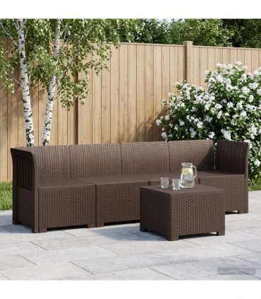 vidaXL 4-Seater Garden Sofa Rattan Look PP Brown