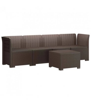 vidaXL 4-Seater Garden Sofa Rattan Look PP Brown