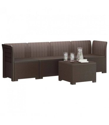 vidaXL 4-Seater Garden Sofa Rattan Look PP Brown