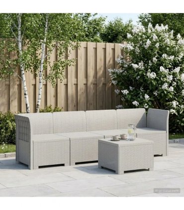 vidaXL 4-Seater Garden Sofa Rattan Look PP White