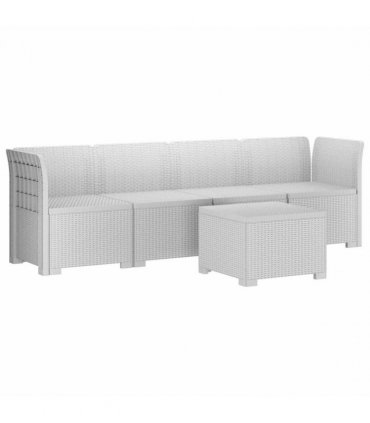 vidaXL 4-Seater Garden Sofa Rattan Look PP White