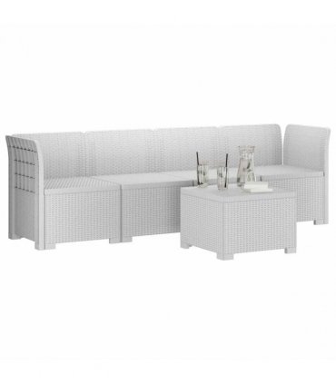 vidaXL 4-Seater Garden Sofa Rattan Look PP White