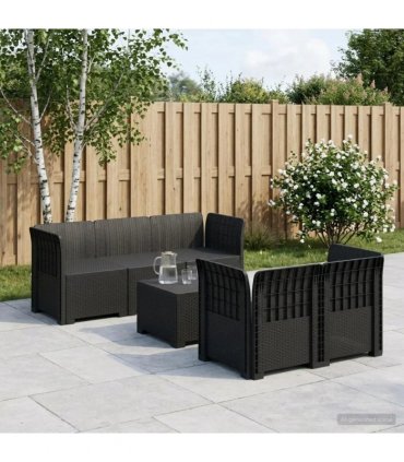 vidaXL 5-Seater Garden Sofa Rattan Look PP Anthracite