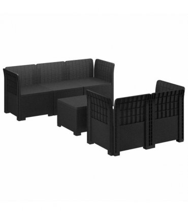 vidaXL 5-Seater Garden Sofa Rattan Look PP Anthracite