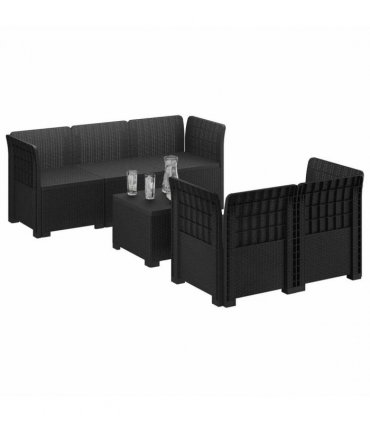vidaXL 5-Seater Garden Sofa Rattan Look PP Anthracite