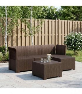 vidaXL 4-Seater Garden Sofa Rattan Look PP Brown — V0672246783