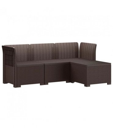vidaXL 4-Seater Garden Sofa Rattan Look PP Brown — V0672246783