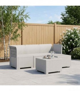 vidaXL 4-Seater Garden Sofa Rattan Look PP White — V0672246786