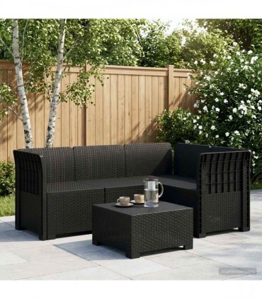 vidaXL 4-Seater Garden Sofa Rattan Look PP Anthracite — Model: without cushion