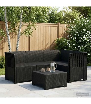 vidaXL 4-Seater Garden Sofa Rattan Look PP Anthracite — Model: without cushion
