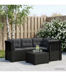 vidaXL 4-Seater Garden Sofa with Cushions Rattan Look PP Anthracite — Model: with seat and back cushion