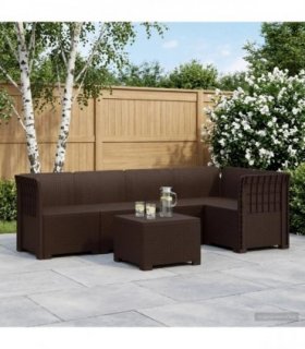 vidaXL 5-Seater Garden Sofa Rattan Look PP Brown