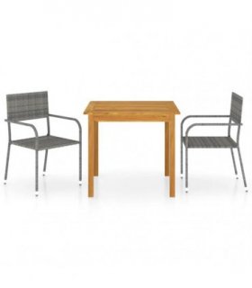 vidaXL 3 Piece Garden Dining Set Grey