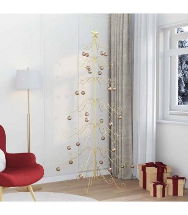 vidaXL Metal Christmas Tree Gold 215 cm Powder-coated Steel