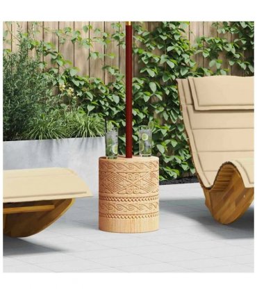 vidaXL Parasol Base 28.05 kg Natural Solid Wood Cylindrical