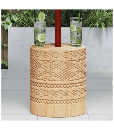 vidaXL Parasol Base 28.05 kg Natural Solid Wood Cylindrical