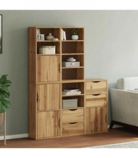 vidaXL Side Cabinets 5 pcs "ODDA" 40x24x79 cm Solid Wood Pine — Colour: natural, Model: 8 shelves 4 drawers
