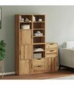 vidaXL Side Cabinets 5 pcs "ODDA" 40x24x79 cm Solid Wood Pine — Colour: natural, Model: 8 shelves 4 drawers