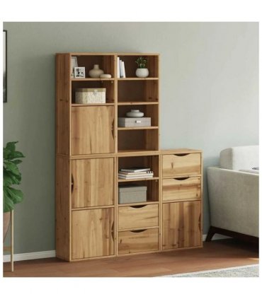 vidaXL Side Cabinets 5 pcs "ODDA" 40x24x79 cm Solid Wood Pine — Colour: natural, Model: 8 shelves 4 drawers