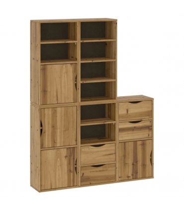 vidaXL Side Cabinets 5 pcs "ODDA" 40x24x79 cm Solid Wood Pine — Colour: natural, Model: 8 shelves 4 drawers