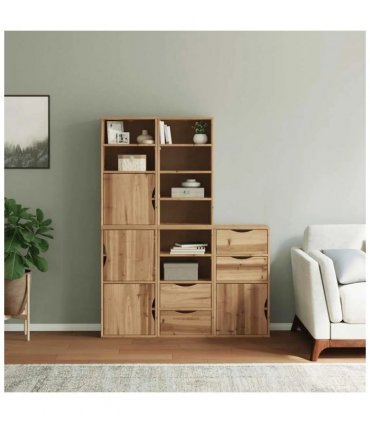 vidaXL Side Cabinets 5 pcs "ODDA" 40x24x79 cm Solid Wood Pine — Colour: natural, Model: 8 shelves 4 drawers