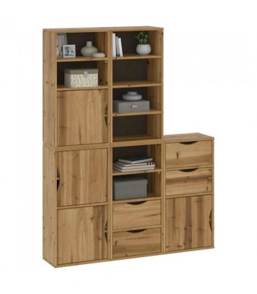 vidaXL Side Cabinets 5 pcs "ODDA" 40x24x79 cm Solid Wood Pine — Colour: natural, Model: 8 shelves 4 drawers