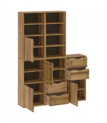 vidaXL Side Cabinets 5 pcs "ODDA" 40x24x79 cm Solid Wood Pine — Colour: natural, Model: 8 shelves 4 drawers
