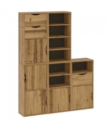 vidaXL Side Cabinets 5 pcs ODDA 40x24x79 cm Solid Wood Pine — Colour: natural, Model: 7 shelves 3 drawers