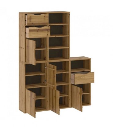 vidaXL Side Cabinets 5 pcs ODDA 40x24x79 cm Solid Wood Pine — Colour: natural, Model: 7 shelves 3 drawers
