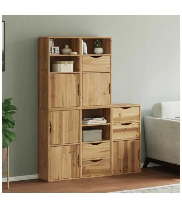 vidaXL Side Cabinets 5 pcs "ODDA" 40x24x79 cm Solid Wood Pine — Colour: natural, Model: 5 shelves 5 drawers