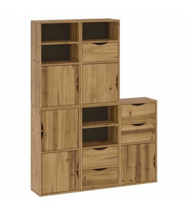 vidaXL Side Cabinets 5 pcs "ODDA" 40x24x79 cm Solid Wood Pine — Colour: natural, Model: 5 shelves 5 drawers